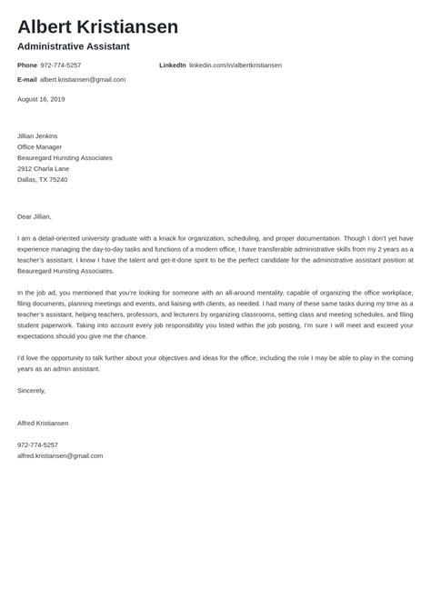 Administrative Assistant Cover Letter Sample And Templates