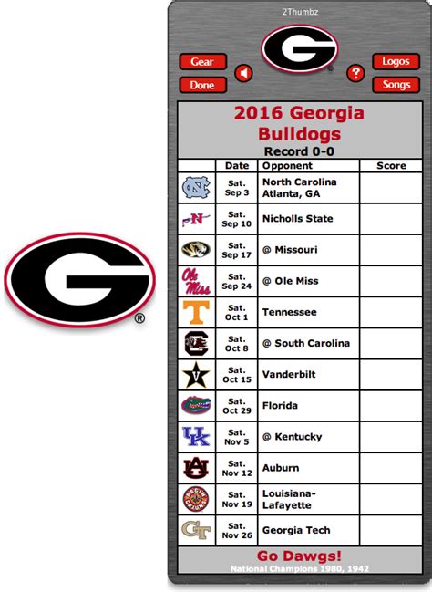2016 Georgia Bulldogs Football Schedule Widget For Mac Os X Clemson