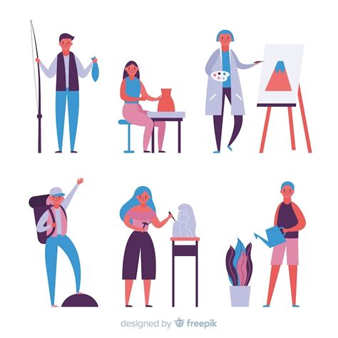 People Doing Things Collection Free Vector