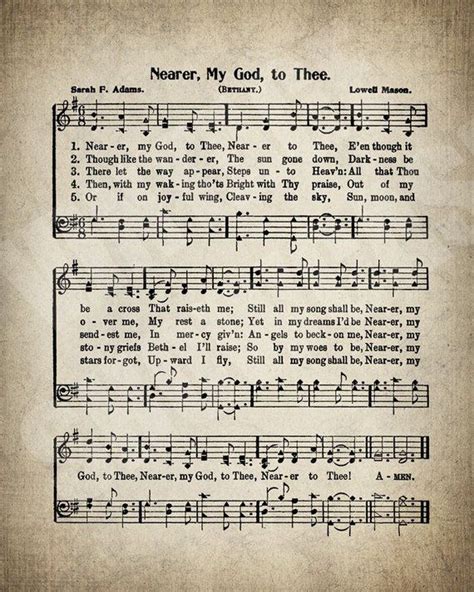 Nearer My God To Thee Hymn Print Sheet Music Art Hymn Art Etsy Hymn