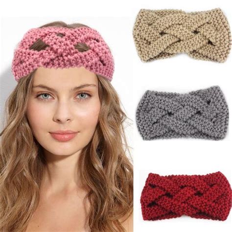 Pcs Women Knitted Headband Hallow Cross Wool Crochet Warm Turban