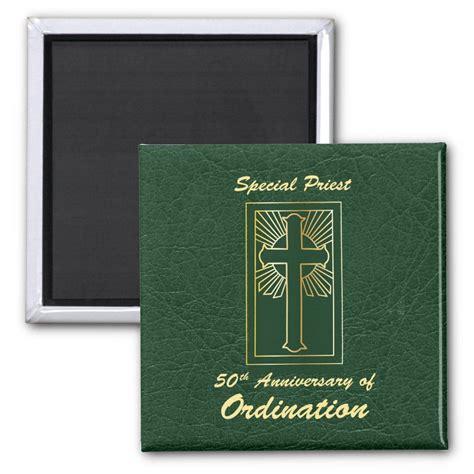 Priest 50th Anniversary Of Ordination Leather Look Magnet Zazzle