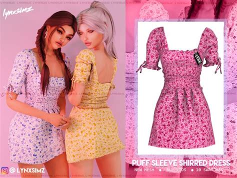 Lynxsimz Puff Sleeve Dress Sims 4 Mods Clothes Sims 4 Dresses Sims 4