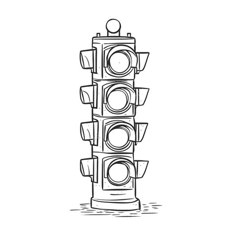 Traffic Light Is Shown In An Ink Sketch Outline Drawing Vector Wing