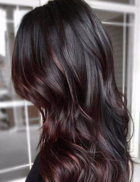 You should also take note of the overall dark plum tint in the hair. chocolate-brown-hair-color-with-plum-highlights-450x583 ...