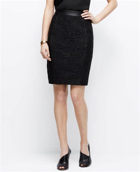 Lyst Ann Taylor Corded Lace Pencil Skirt In Black