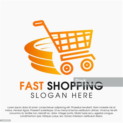 Fast Shopping Concept Logo Design Template Shopping Cart Vector