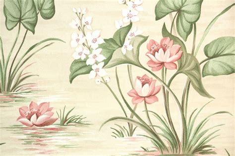 Water Lily Bathroom Vintage Wallpaper From Hannahs Treasures Natura