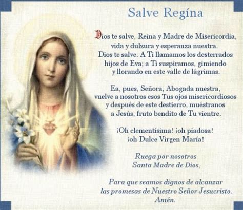 La Oracion De Dios Te Salve Maria Reina Y Madre Dale