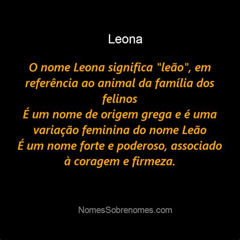 Qual O Significado Do Nome Leona