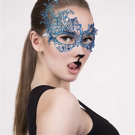 Sexy Blue Lace Eye Mask Blindfold Masquerade Party Womens Nightwear