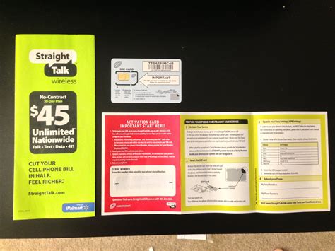Straight Talk Sim Card Standard Size And Activation Instructions Card