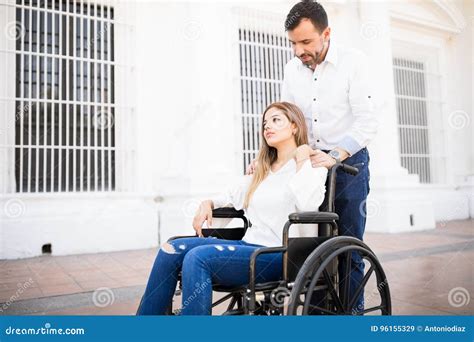 Sad Paralyzed Woman On A Wheelchair Stock Image Image Of People