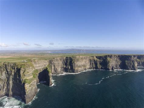 Beautiful Scenic Aerial Drone View Of Ireland Cliffs Of Moher In County