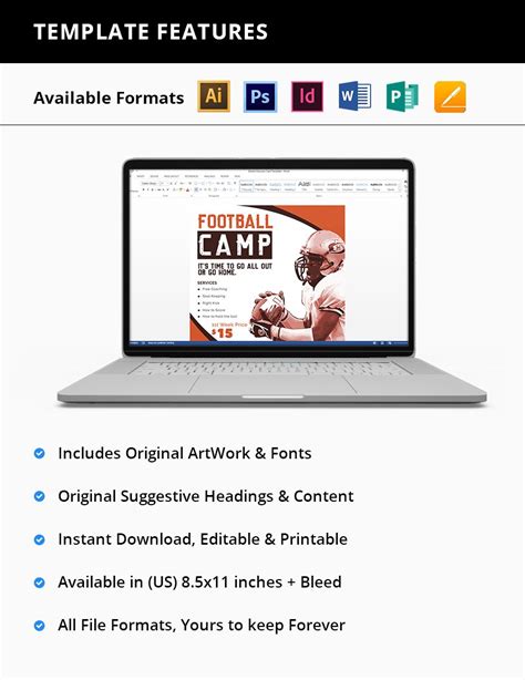 Sample Football Camp Flyer Template In Publisher Word Illustrator