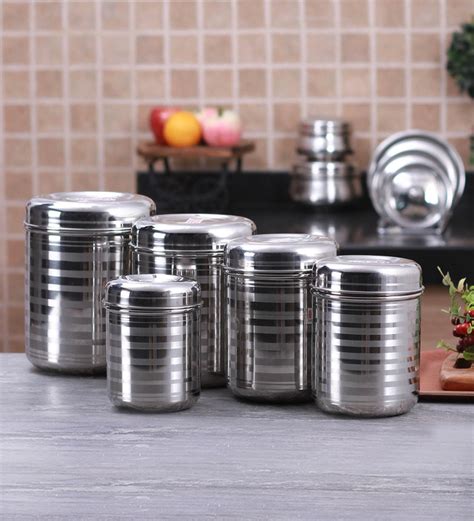 buy stainless steel kitchen container set of 5 by hazel online containers and jars kitchen