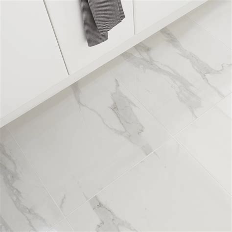 Ultimate White Semi Polished Marble Effect Porcelain Floor Tile Pack