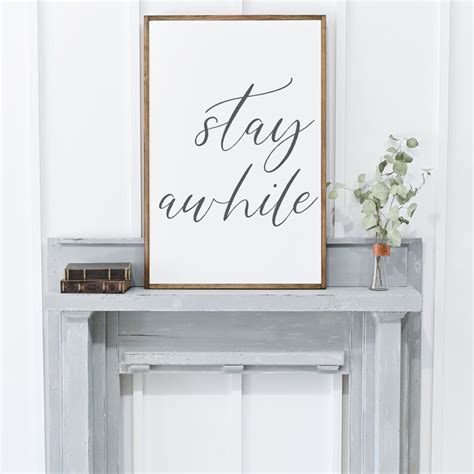 Living Room Wall Decor Stay Awhile Sign Stay Awhile Wood Etsy