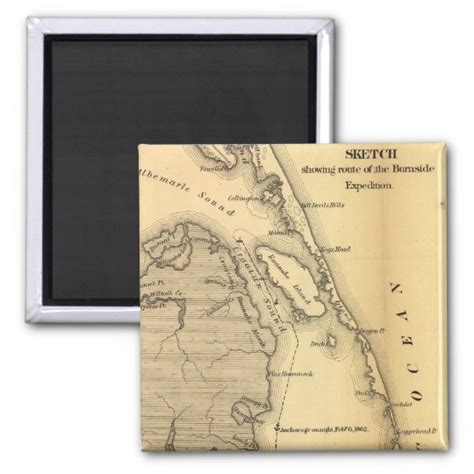 Vintage Map Of The Outer Banks 1862 Magnet