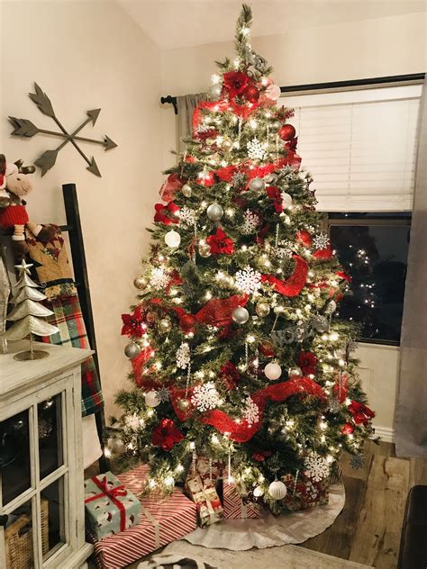 20 Silver And Red Christmas Tree