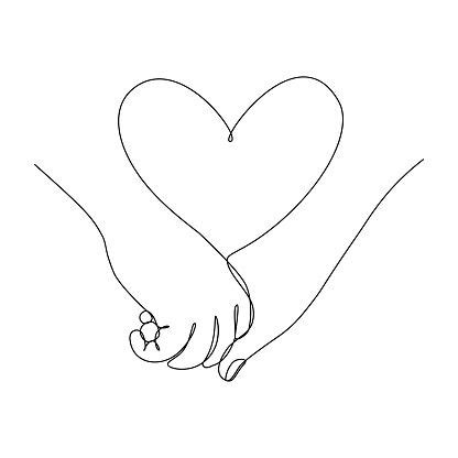 Pencil sketch cute couple drawings romantic drawing easy. Couple holding hands together with heart symbol between ...