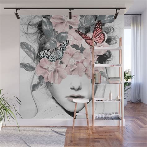 Woman With Flowers 10 Wall Mural By Dada22 Art Deco Bedroom Wall