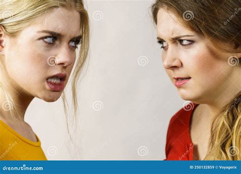 Angry Girls Looking At Each Other Stock Image Image Of Stressed