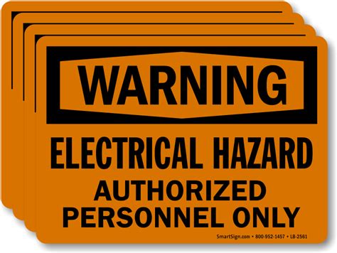 Warning Electrical Hazard Authorized Personnel Only Label Sku Lb 2561