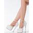 Elegant White PU Peep Toe Ankle Strap High Heel Shoes  Shoespiecom