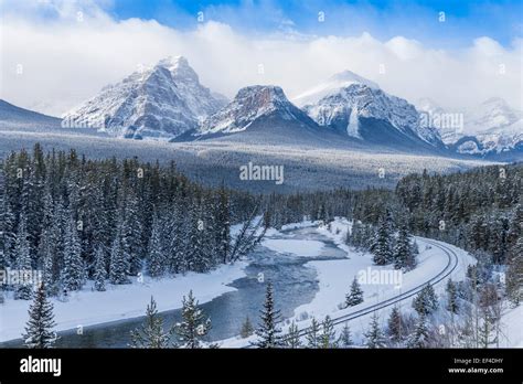Winter Scene At Morants Curve Banff National Park Alberta Canada