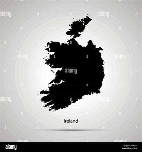Ireland Country Map Simple Black Silhouette On Gray Stock Vector Image