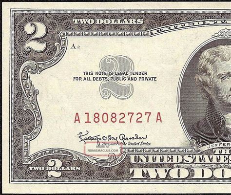 Department of treasury, the man on the front of the u.s. 1963 A $2 Two Dollar Bill United States Legal Red Seal ...