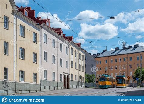 Yellow Trams On The Southside Of Norrkoping Sweden Editorial Stock