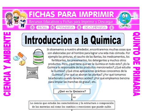 Introduccion A La Quimica Para Quinto De Primaria Fichas Para Imprimir