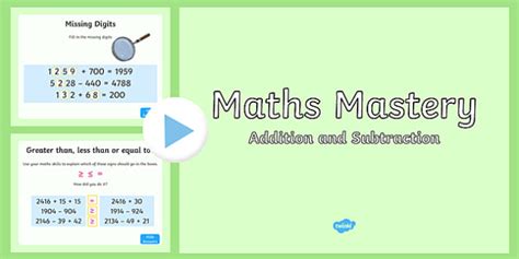 Maths Mastery Activities Year 4 Addition And Subtraction