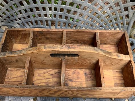 Rustic Wooden Caddy Tray, Farmhouse Sectional Wooden Storage Tray, 8 Compartments Craft Utility ...