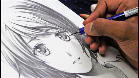 How To Draw Anime Girlusing Only One Pencil Anime Drawing Tutorial