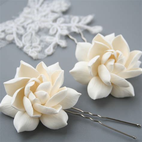 Ivory Gardenia Hair Pin Bridal Hair Accessories Flower Hair Etsy