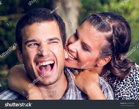 Couple Hugging Park Seated Bench Stockfoto 169587026 Shutterstock