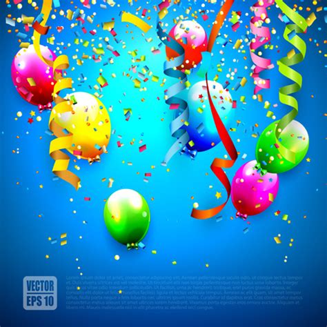 Confetti And Colorful Balloons Birthday Background Vector Vectors