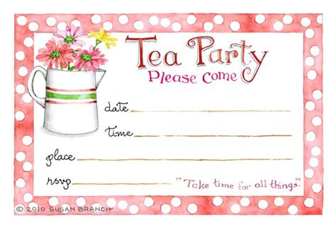 Party invitations for your celebration. Tea Party Blank Invitations