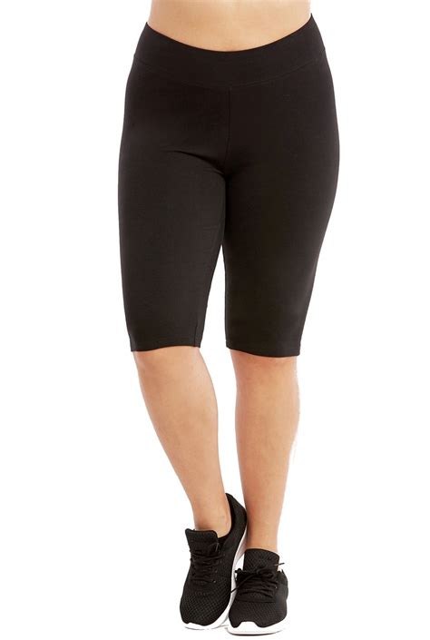 Womens Plus Size Solid Cotton Long Bermuda Bike Shorts