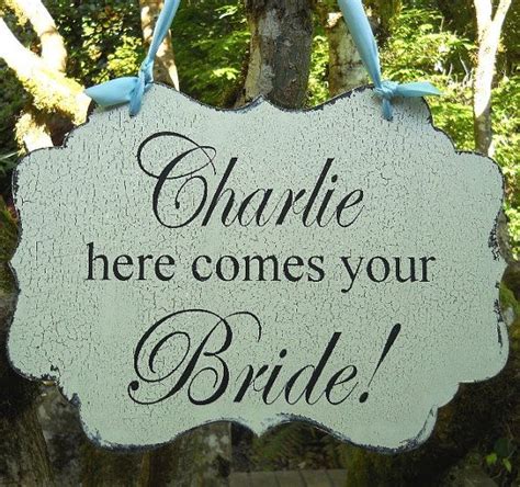 Love How Its Hanging By Ribbon Reversible Wedding Sign Personalized