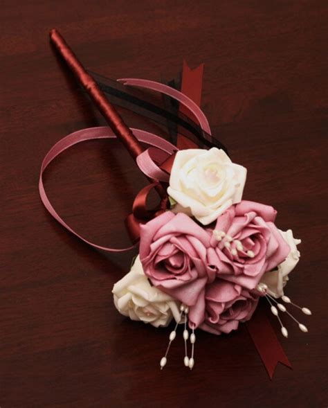 items similar to rose flower girl wand cream pink and burgundy on etsy