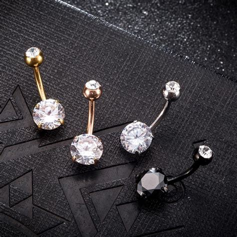 Lasperal Sexy Women Gold Color Navel Piercing Belly Button Body Jewelry Crystal Zircon