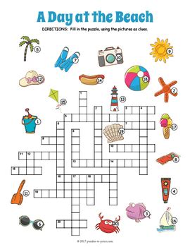 Beach word search 231x300 summer worksheets for kids. Summer Crossword Puzzle: A Day at the Beach by Puzzles to ...