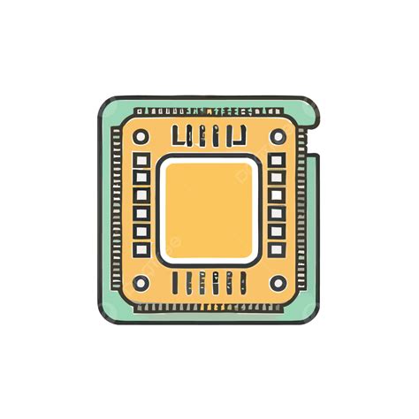 Green Semiconductor Chip Icon On A White Background Vector A Lineal