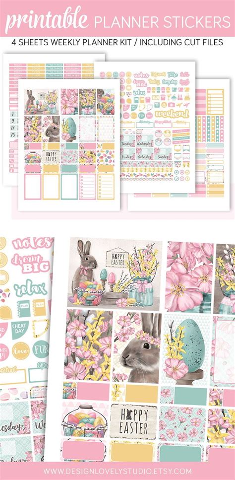 Easter Planner Stickers Printable Kit Printable Happy Planner Etsy
