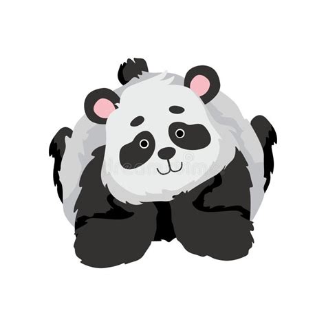 Cute Baby Panda Bear Funny Lovely Animal Character Lying On His