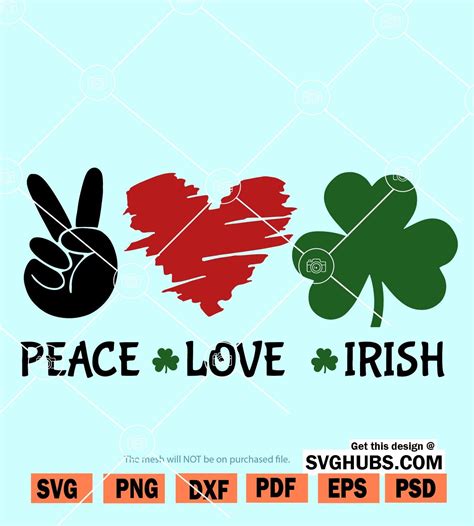 Irish Shamrock Svg Peace Love Svg St Patricks Day Svg Womens St